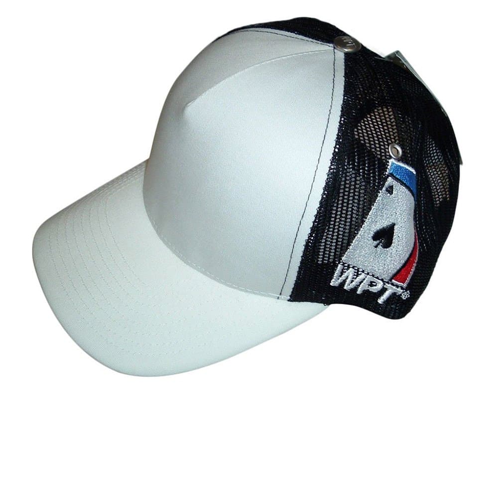 World Poker Tour Hat, Trucker Hat, Ball Cap, One Size Fits All - White/Black- #WPT6.