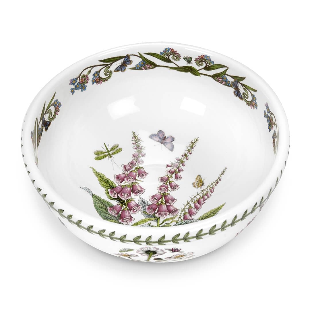 x Botanic Garden Salad Bowl - Floral Ceramic Bowl for Soups, Salads, or Desserts, Durable and Versatile, Made in England Earthenware, Microwave and Dishwasher Safe, 25cm