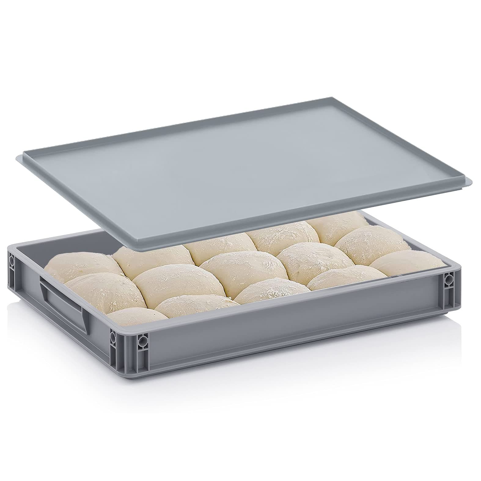 Vivo Technologies Pizza Bread Dough Tray Box with Lid Food Grade 60cm X 40cm X 7.5cm 18L Stackable Proofing Tray Storage Container