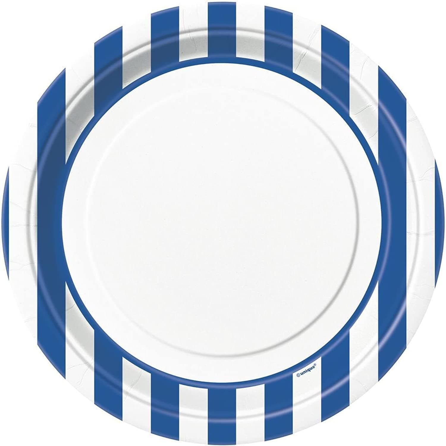 unique party Royal Blue Striped Plates 9"