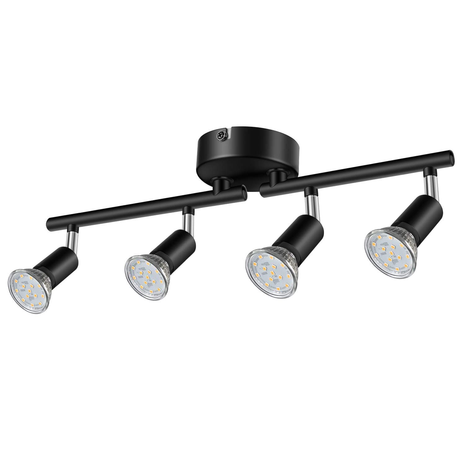 Reteck 4 Way LED Ceiling Light Rotatable for Kitchen, Living Room and Bedroom, Include 4XGU10 LED Bulbs (3.5W, 380LM, Warm White) Adjustable LED Ceiling Spotlight - Black Nickel [Energy Class A+]