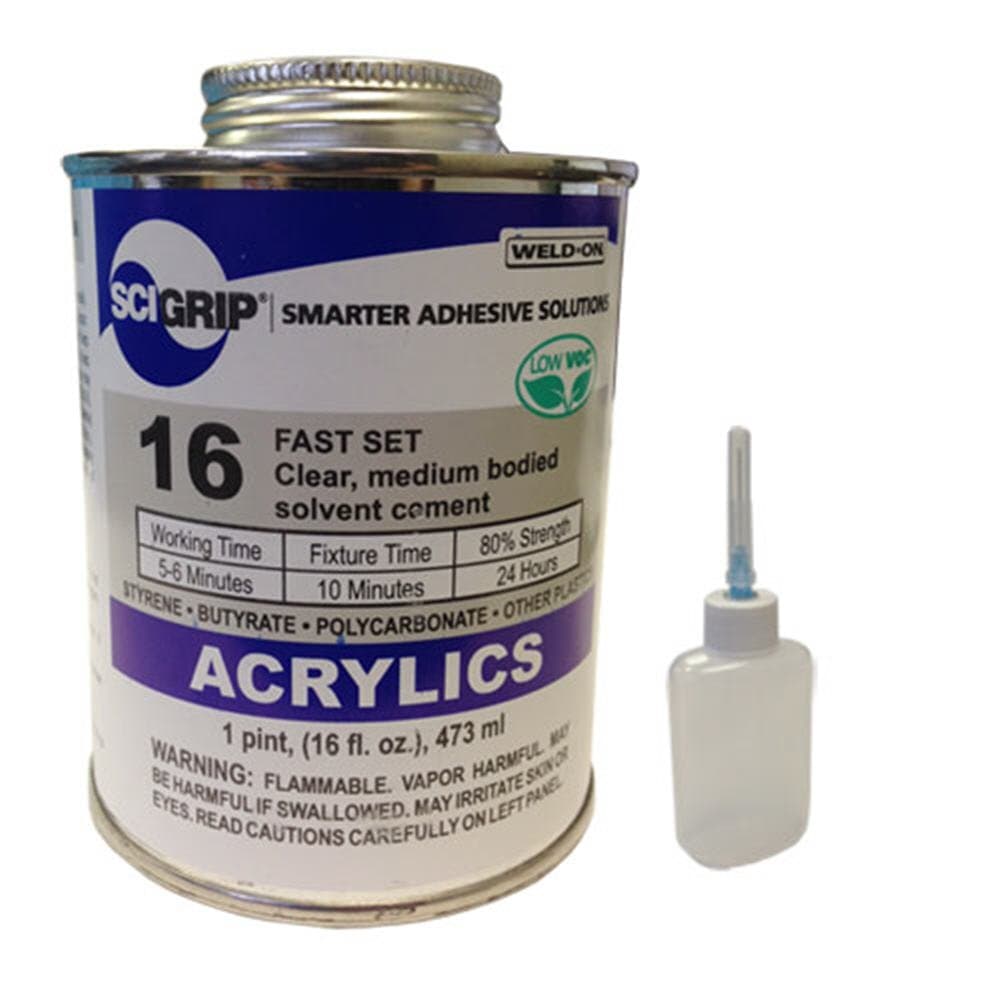 IPS Weld-On 16 Acrylic Plastic Cement with Needle, Pint and Weld-On Applicator Bottle, Clear
