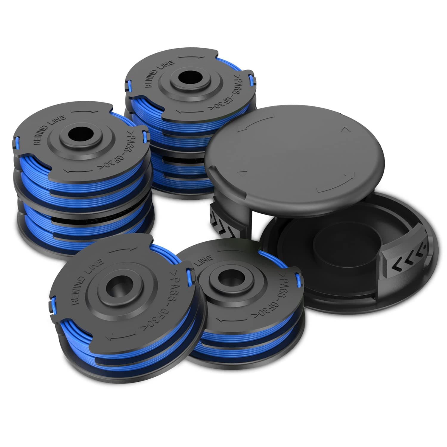 AC41RL3 AC41RDLB 27ft 0.065" Autofeed Dual Replacement Line Spool for Homelite UT41120 UT41112 UT41121 UT41113 UT41122 UT41112B Electric String Trimmers,with Spool Cap. (6 Spool + 2 Cap)