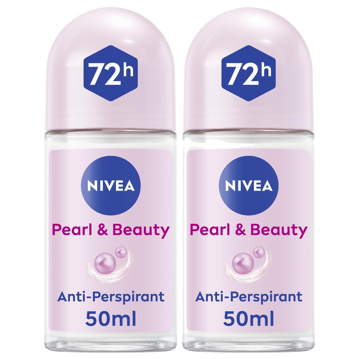 NIVEA Antiperspirant Roll-on for Women, Pearl & Beauty Pearl Extracts, 2x50ml
