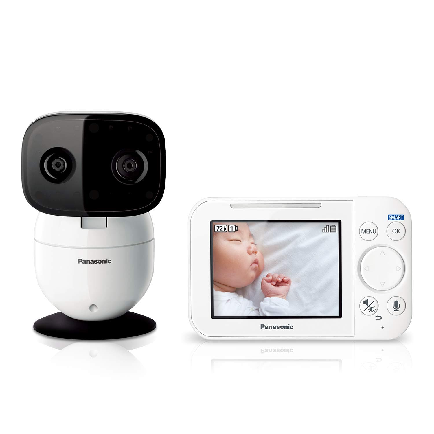 Baby Monitor with Camera and Audio, 3.5” Color Video, Extra Long Range, Secure Connection, 2-Way Talk, Soothing Sounds, Remote Pan, Tilt, Zoom - 1 Camera - KX-HN4101W (White)