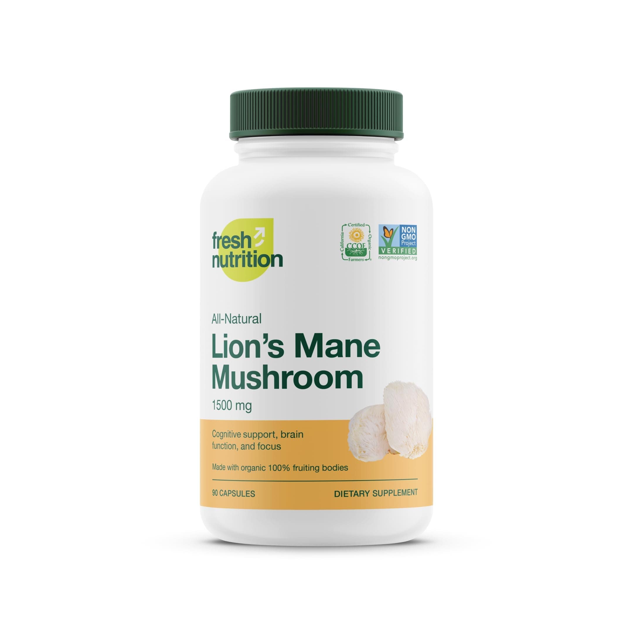 Organic Lions Mane Mushroom Capsules - Strongest DNA Verified Formula - Rich in Alpha Glucan - Powerful Superfood Supplement - Brain, Immune System Benefits - Vegan Friendly