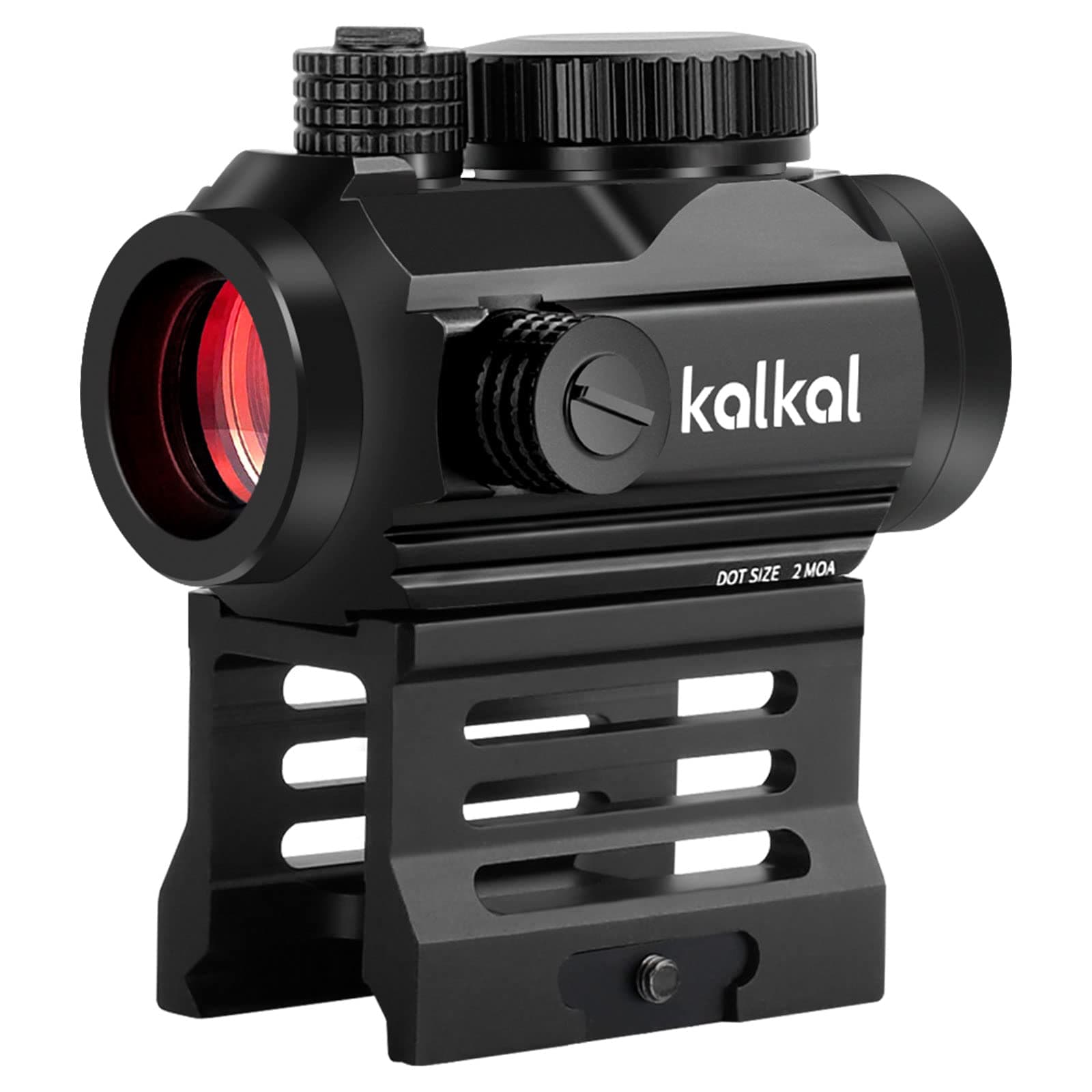Kalkal Red Dot Sight, 2 MOA 1x20mm Micro Red Dot Scope, Shake Awake Reflex Sight with 12 Brightness Settings, Gun Sight for 20mm Picatinny/Weaver Rail, Waterproof, Black