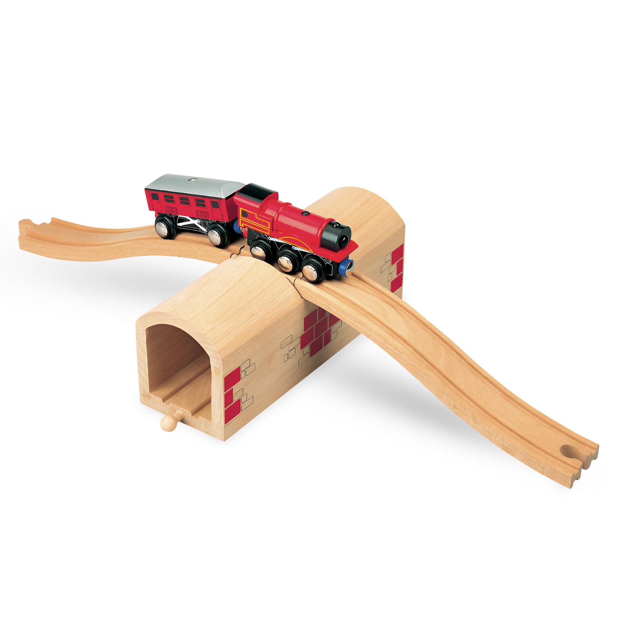 Maxim Enterprise Wooden Train Track Over & Under Tunnel Bridge & Easy-Connect Railway, Compatible with Thomas and Friends, BRIO, Major Brand Wooden Train Sets and Accessories