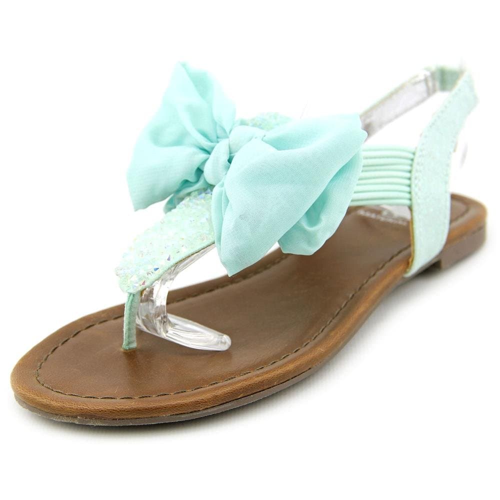 Material Girl Womens Swan Fabric Split Toe Casual Flat Sandals, Mint, Size 5.5 US / 3.5 UK US