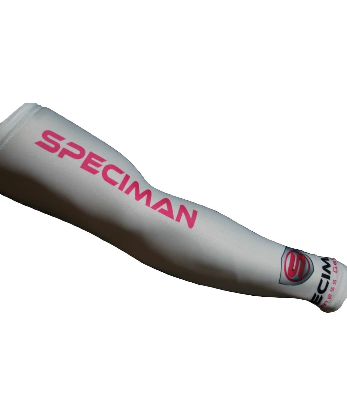 Speciman Fitness Gear-Compression Sleeve-Compression Stockings for your Arms while Basketball,Football,Cycling,Baseball,Tennis,Gym,Hiking,Running,UV Protection,Indoor or Outdoor Training, and everyday Use-All Men and Women-All Athletes-New Style (White with Pink, Small)