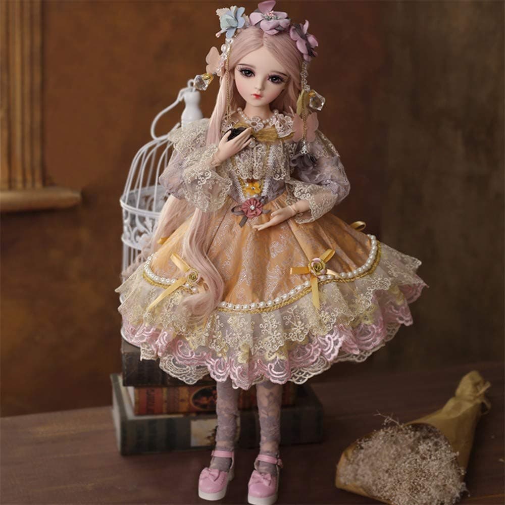 BJD Doll, 1/3 Changing Eyes Jointed Doll DIY Toys Makeup 100% Handmade Beauty Toys Silicone Reborn Doll Toy with BJD Clothes Wigs Shoes for Children (Could Change eye6)