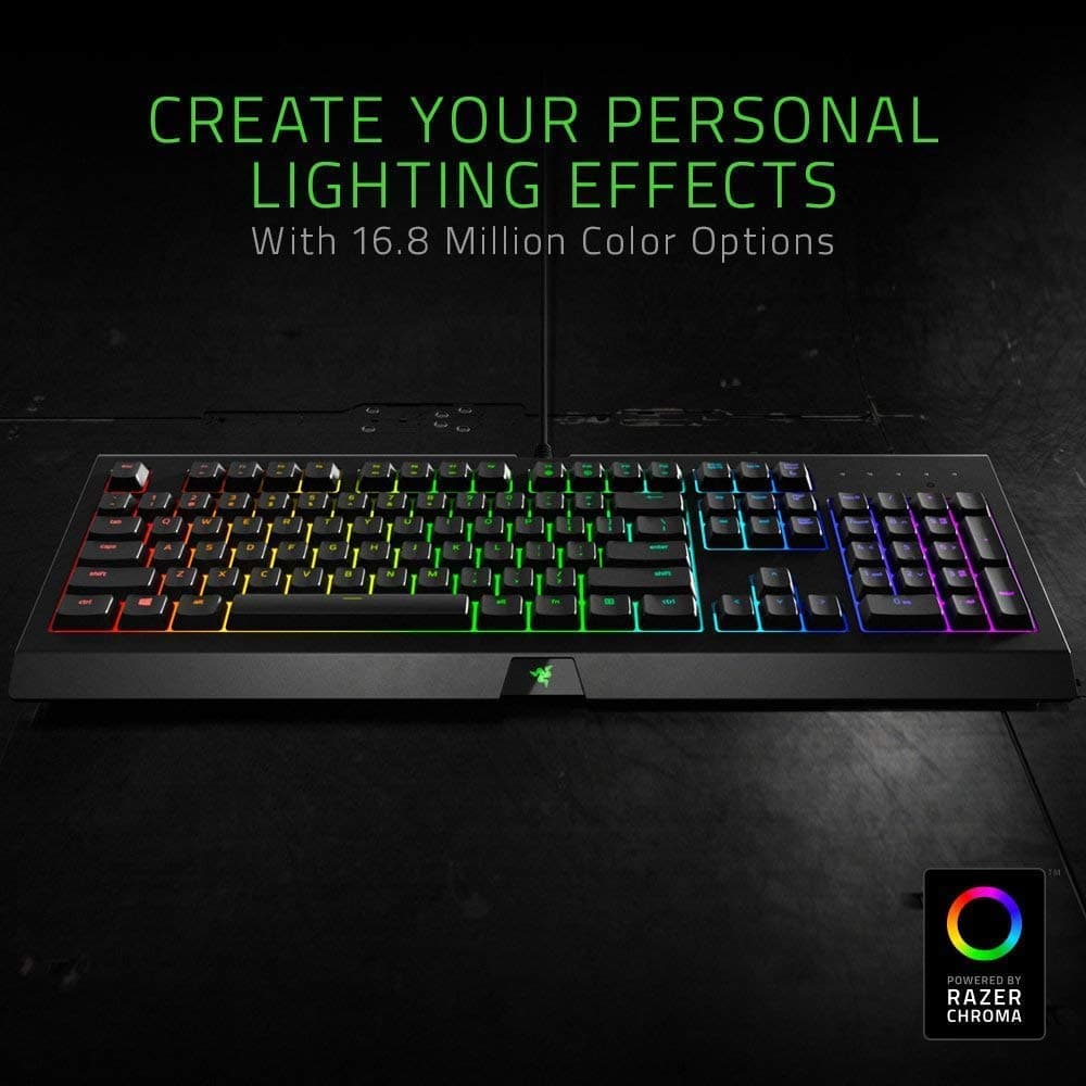 Razer Cynosa Chroma Gaming Keyboard: Individually Backlit RGB Keys - Spill-Resistant Design - ProgRAMmable Macro Functionality - Quiet & Cushioned