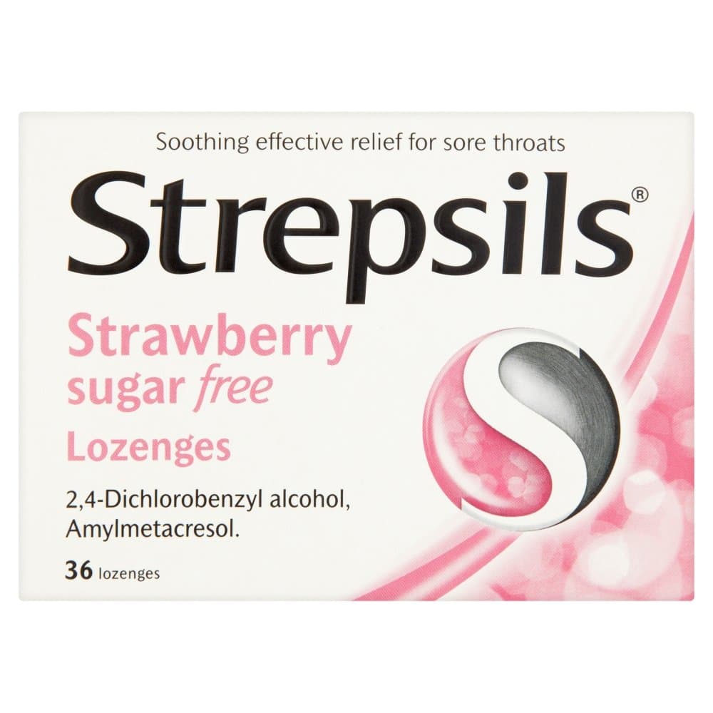 Sore Throat Lozenges, Strawberry, 36 Total, Sore Throat Relief, Soothing Relief, Numbs Throat, Throat Infection Relief, Dual Antiseptic Action, Sore Throat, Medication
