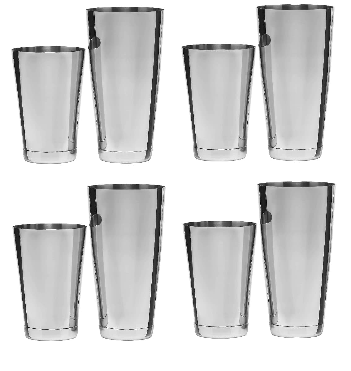 NJ Boston Cocktail Shaker, Cocktail Shaker Boston Mixing Tin Bartender Tool, Stainless Steel Shaker Bar Set for Parties, Boston Shaking Shaker Sets 540 ml and 900 ml : 8 Pcs Set