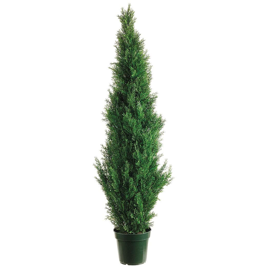 One 5 Foot Outdoor Artificial Cedar Topiary Tree Potted UV Rated Plant by Silk Tree Warehouse Company Inc (5 Foot)