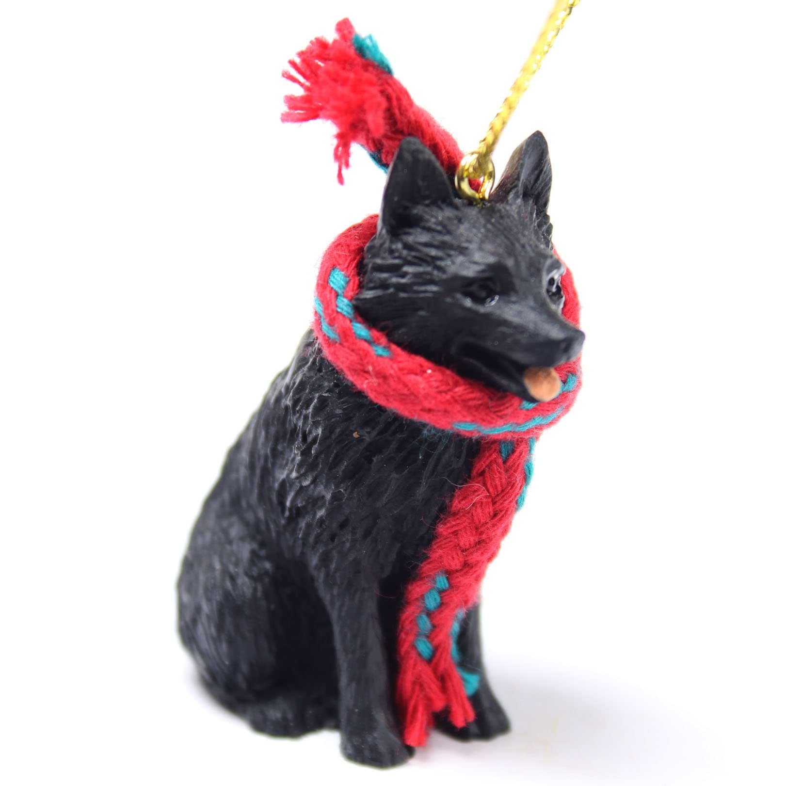 Schipperke Tiny Miniature One Christmas Ornament - Delightful! - Made with Vinyl & Resin, Gold