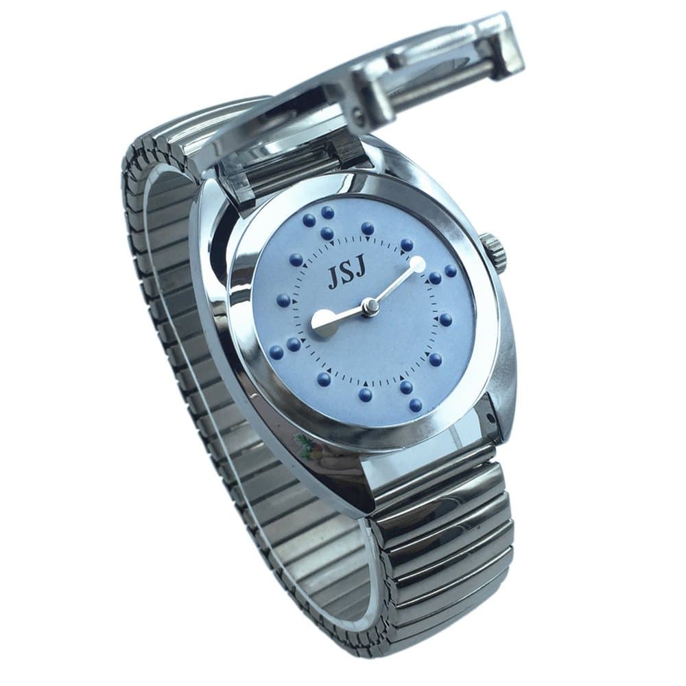 Braille Touch Watch for Blind or Elderly People - Blue Dial, Stretchy Bracelet, Bracelet, Bracelet