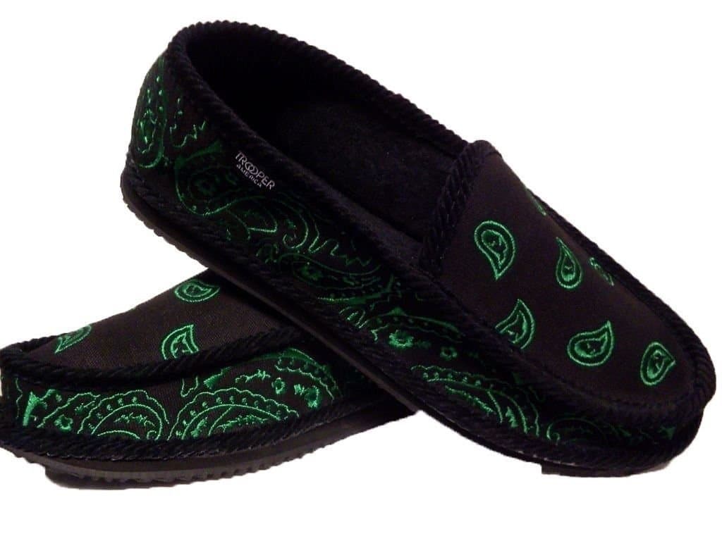 Black and Green Bandana House Shoes Slippers Trooper New Size 8 9 10 11 12 13