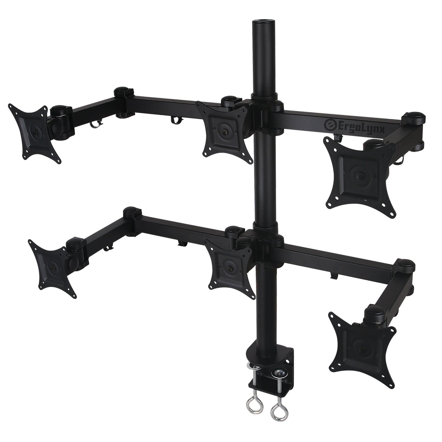 Ergolynx Six Screen VESA Monitor Stand Desk Mount Arm LCD LED TV 6 Worktop Clamp
