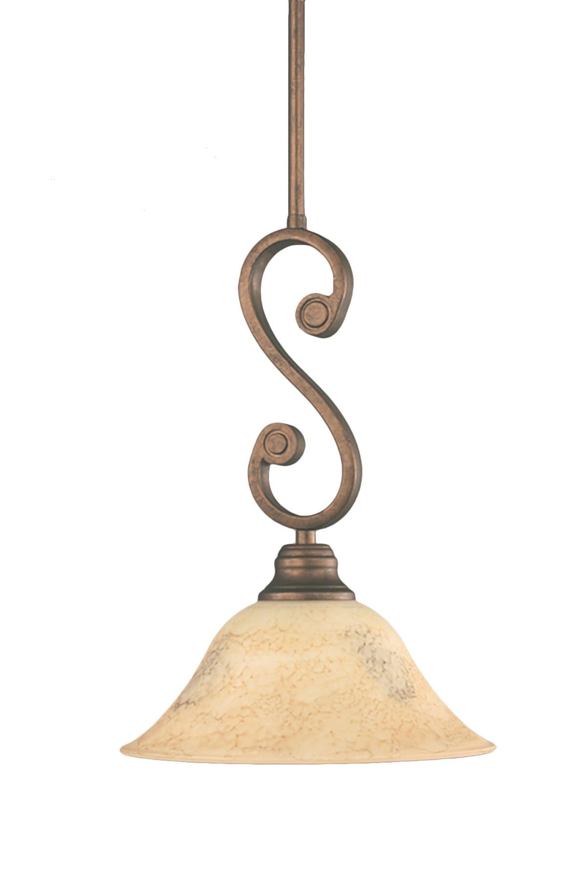 Toltec Lighting 50-BRZ-518 Curl Mini-Pendant Light Bronze Finish with Italian Marble Glass, 10-Inch
