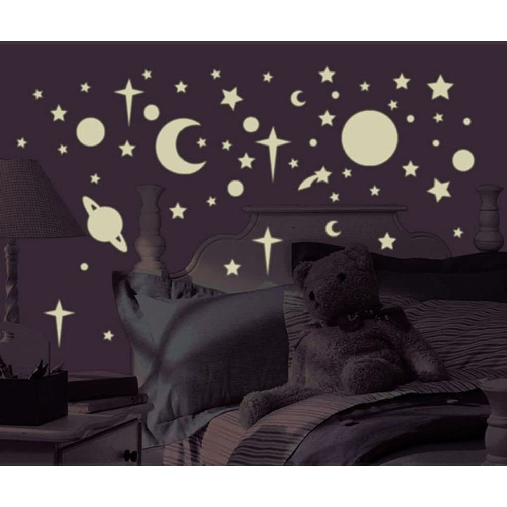 258 New Glow in the Dark STARS SUNS PLANETS WALL DECALS Kids Bedroom Stickers