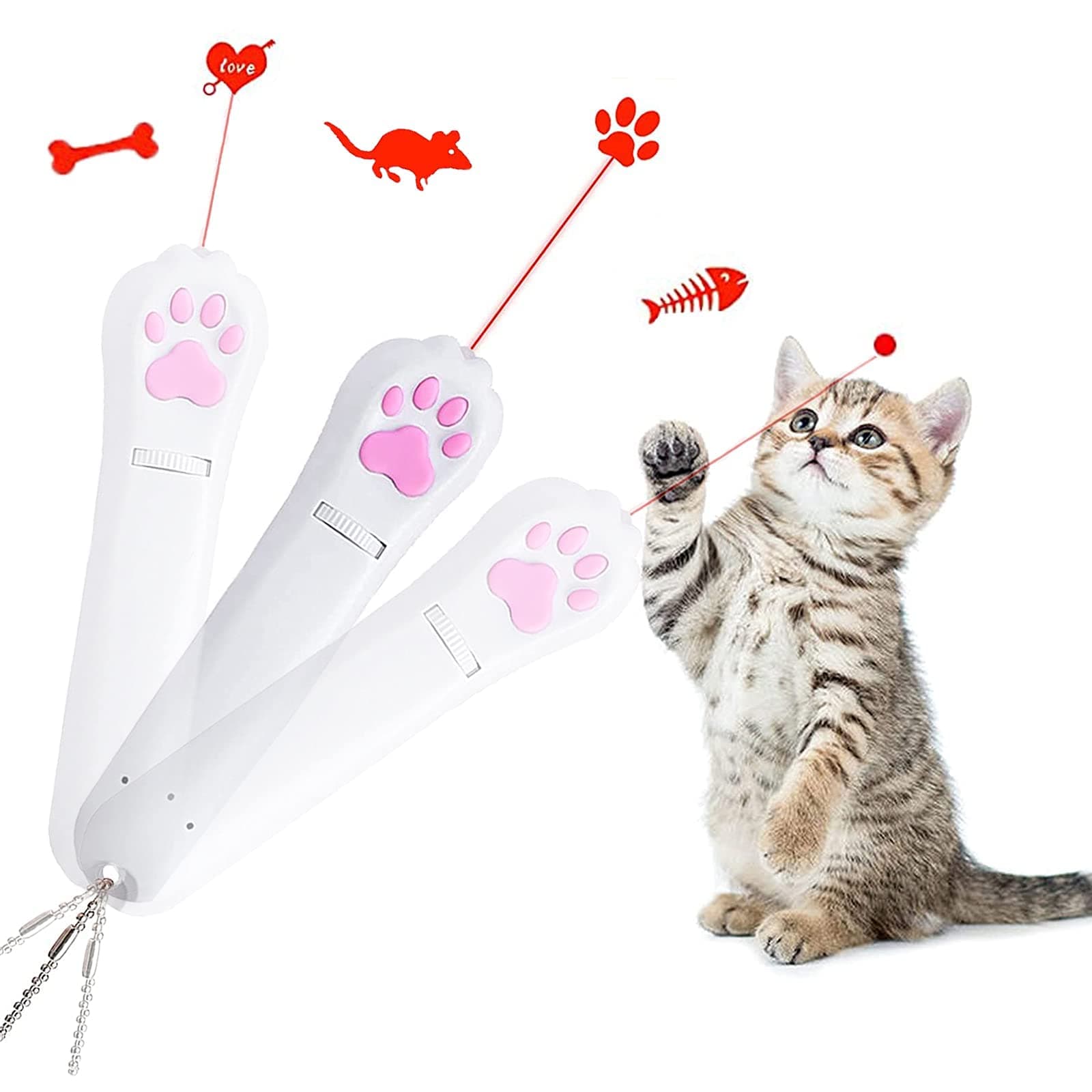HEUIZHI Cat Catch Interactive Toys USB Charging 5 Pattern Red LED Projection Pointer Chasing Toy Cat Toys for Indoor Pet Training Supplies