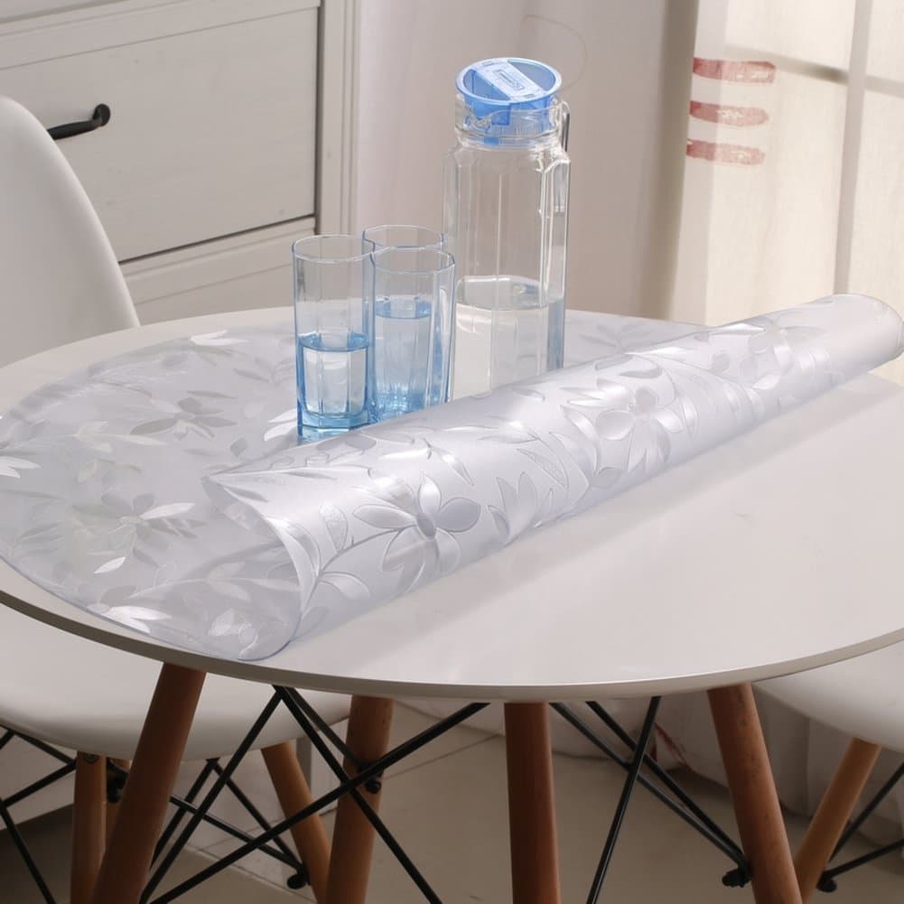 DGJTDF Round Tablecloth/PVC[Round Table Cloth Waterproof]/Soft-Proof Glass Table mat/Clear Frosted Plastic Table Cloth and Waterproof Circular Table Cloth-A diameter60cm(24inch)