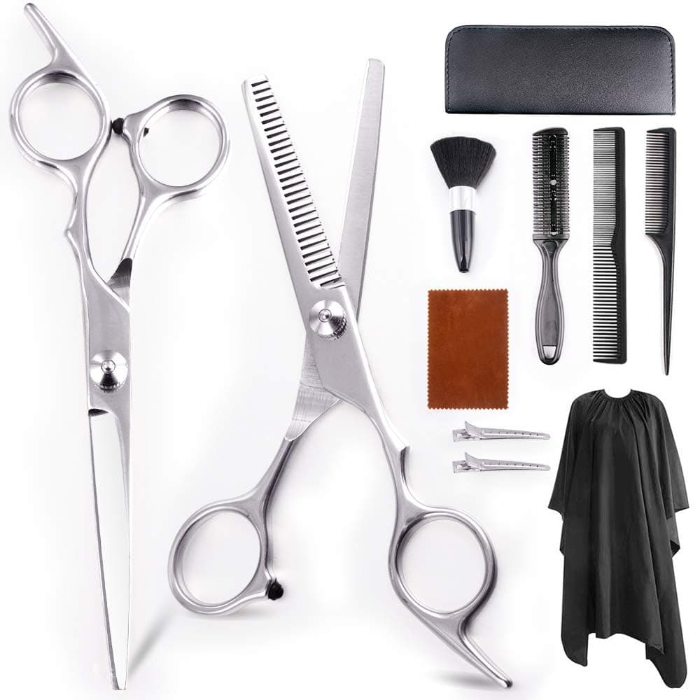 Professional Hair Cutting Scissors Set 11Pcs Haircut Scissors Thinning Shears Multi-Use Haircut Kit Hairdressing Scissors Hair Cutting Shears for Barber Salon Home Hair Shears for Women Men