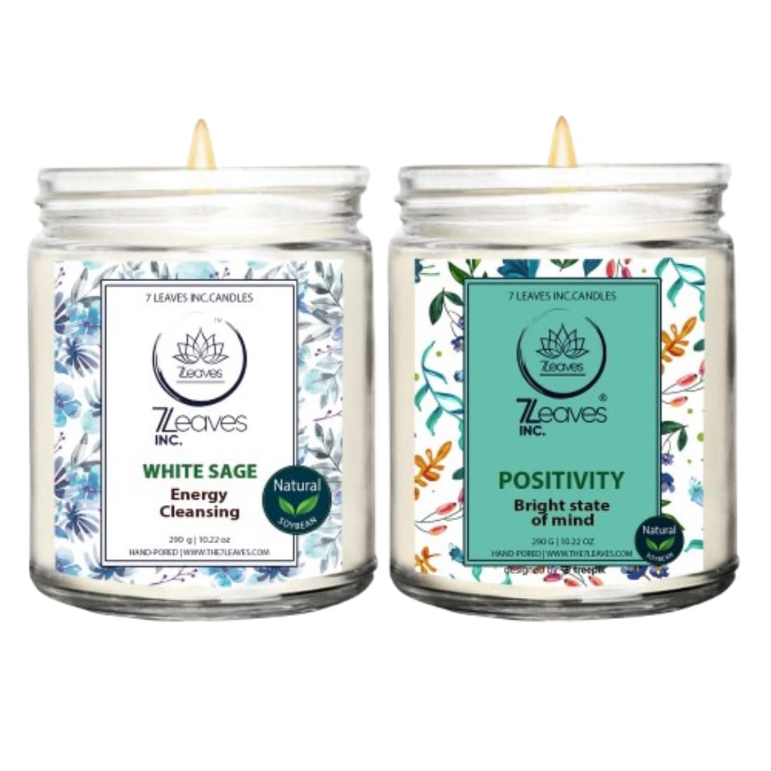 7LEAVES INC Sage Candle Energy Cleansing Candles, Love, Light, and Positivity, Positivity Candles Contain a Blend of Ingredients Chosen for Their Uplifting and Mood-Boosting.(2 Pcs)