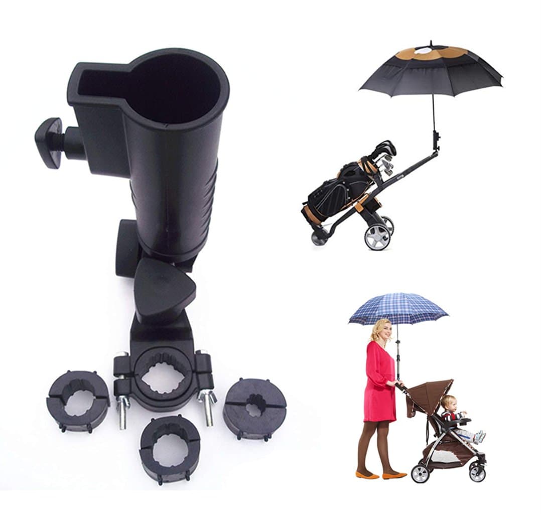 Universal Umbrella Holder, 15mm 25mm 30mm Optional Handle Connector Sizes for Golf Cart, Bike, Baby Stroller, Fishing Beach Chair, Wheelchair