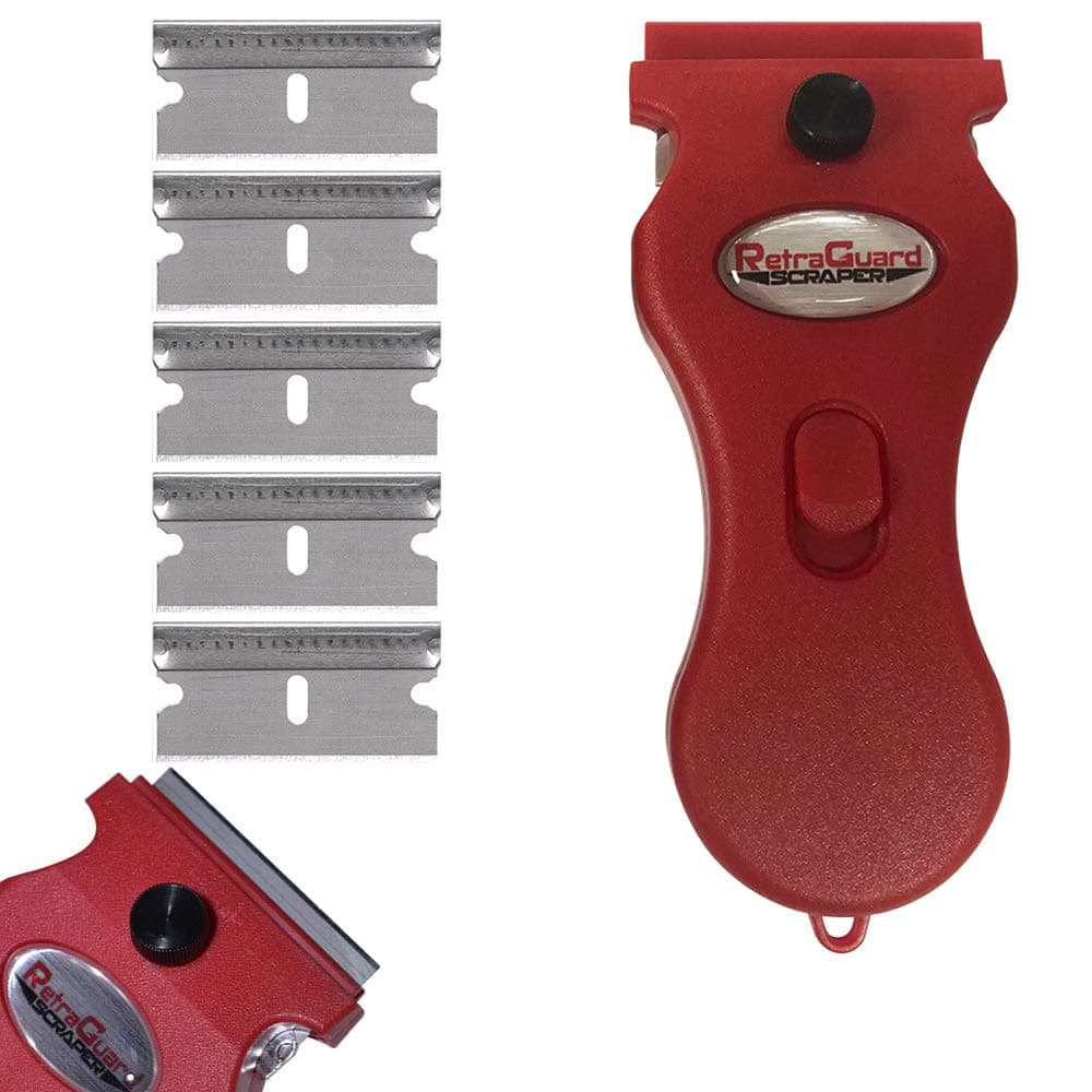 RetraGuard Safety Razor Blade Scraper for Glass Cooktop & Hard Surfaces - Includes 5 Replacement Scraper Blades