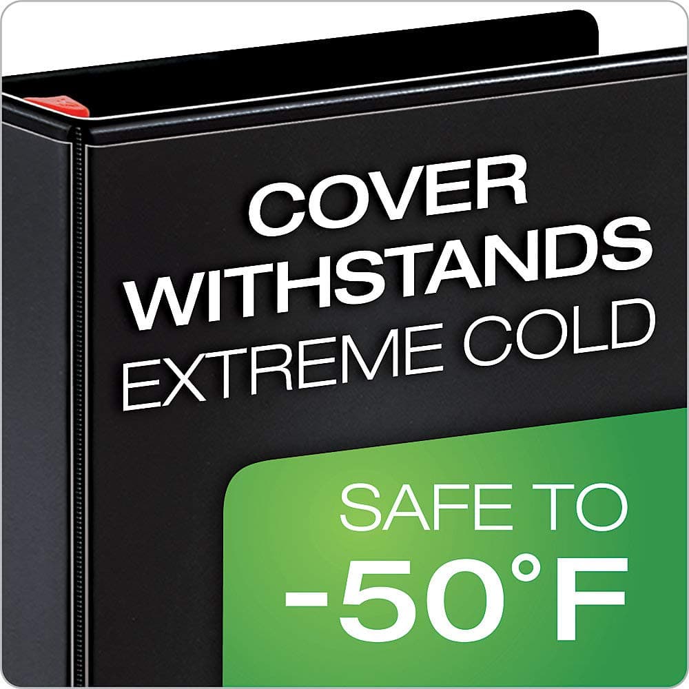 Cardinal3 Ring Binder, 1 Inch Heavy Duty XtraLife Binder, Locking Slant-D Rings, Crack-Resistant Cover & Spine, ClearVue Covers, Holds 270 Sheets, Black (26301)