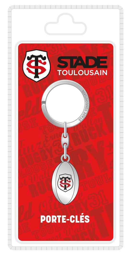 Stade Toulousain The Fountain Gold Rugby Ball Key Ring in Blister Packaging Metal Multi-Coloured 18 x 8.5 x 2.5 cm