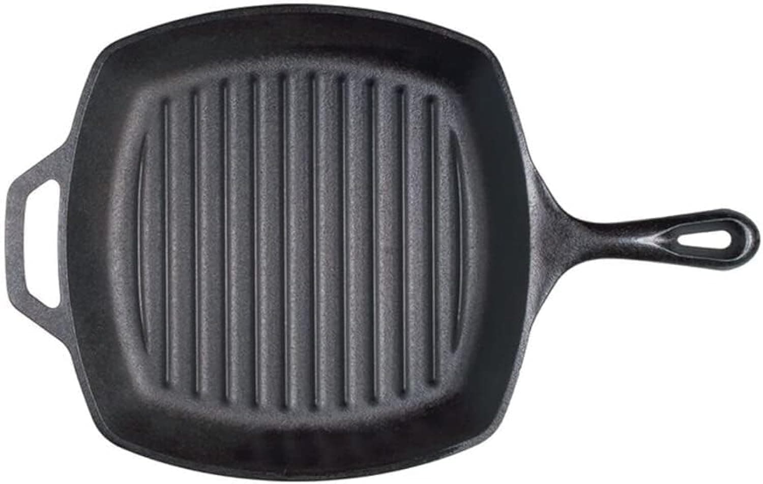 Pre-Seasoned Cast Iron Grill Pan,10.5 Inch, BlackPre-Seasoned Skillet/Grilling Pan, Black, Round, Cast Iron,Barbecues/Campfires,Induction,Electric And Gas Cooktops(With silicone handler)