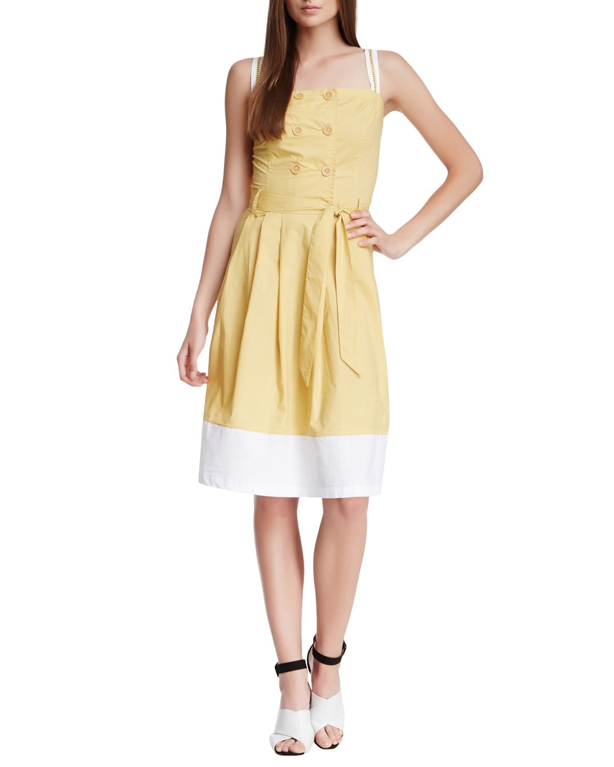 Style NY Women's Smocked Double Breasted Button Empire Dress