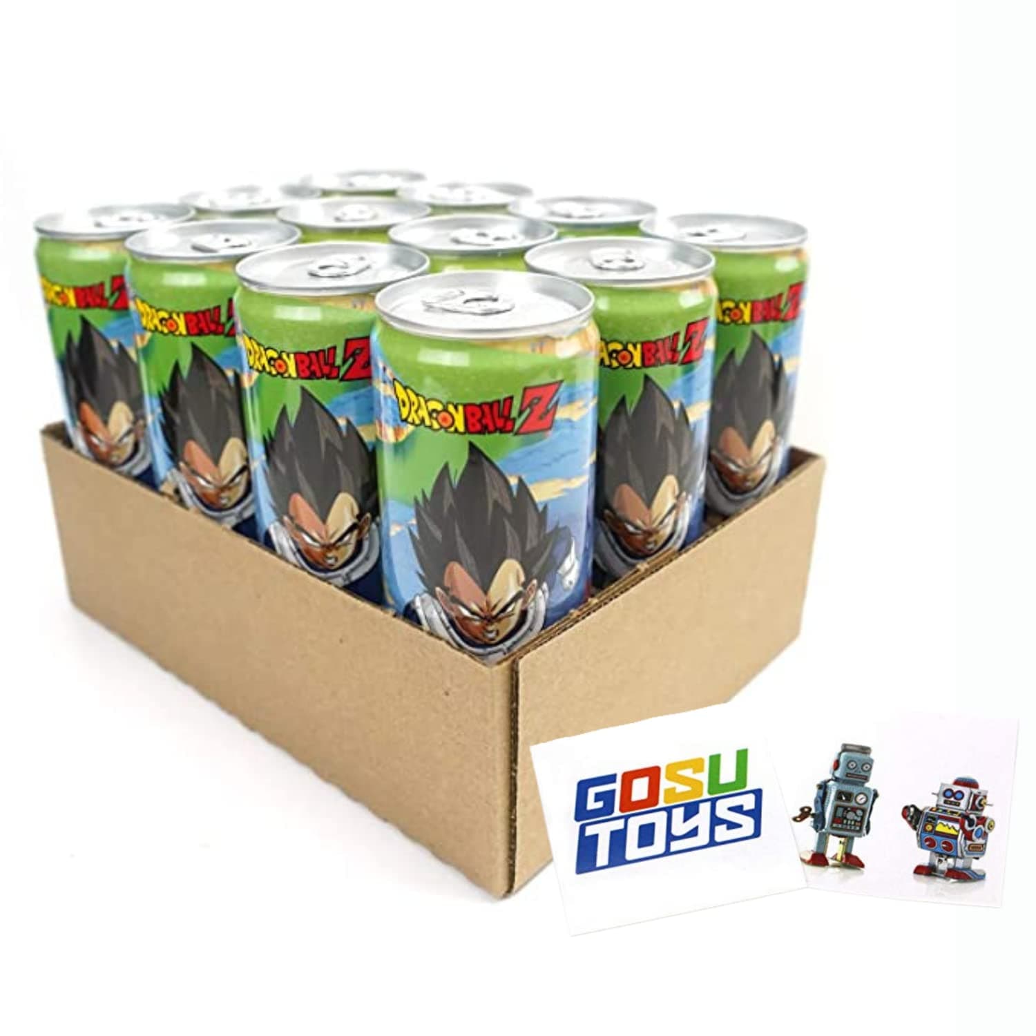 Dragonball Z Power Boost Energy Drink 12 FL OZ (355mL) Can (12 Pack) with 2 GosuToys Stickers