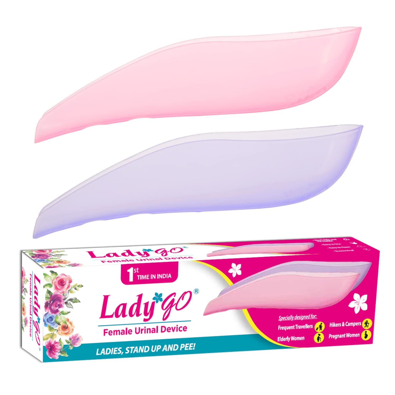 Reusable Stand-up and Pee Women's Urinal Device FUD (Lavender and Pink) - Pack of 2