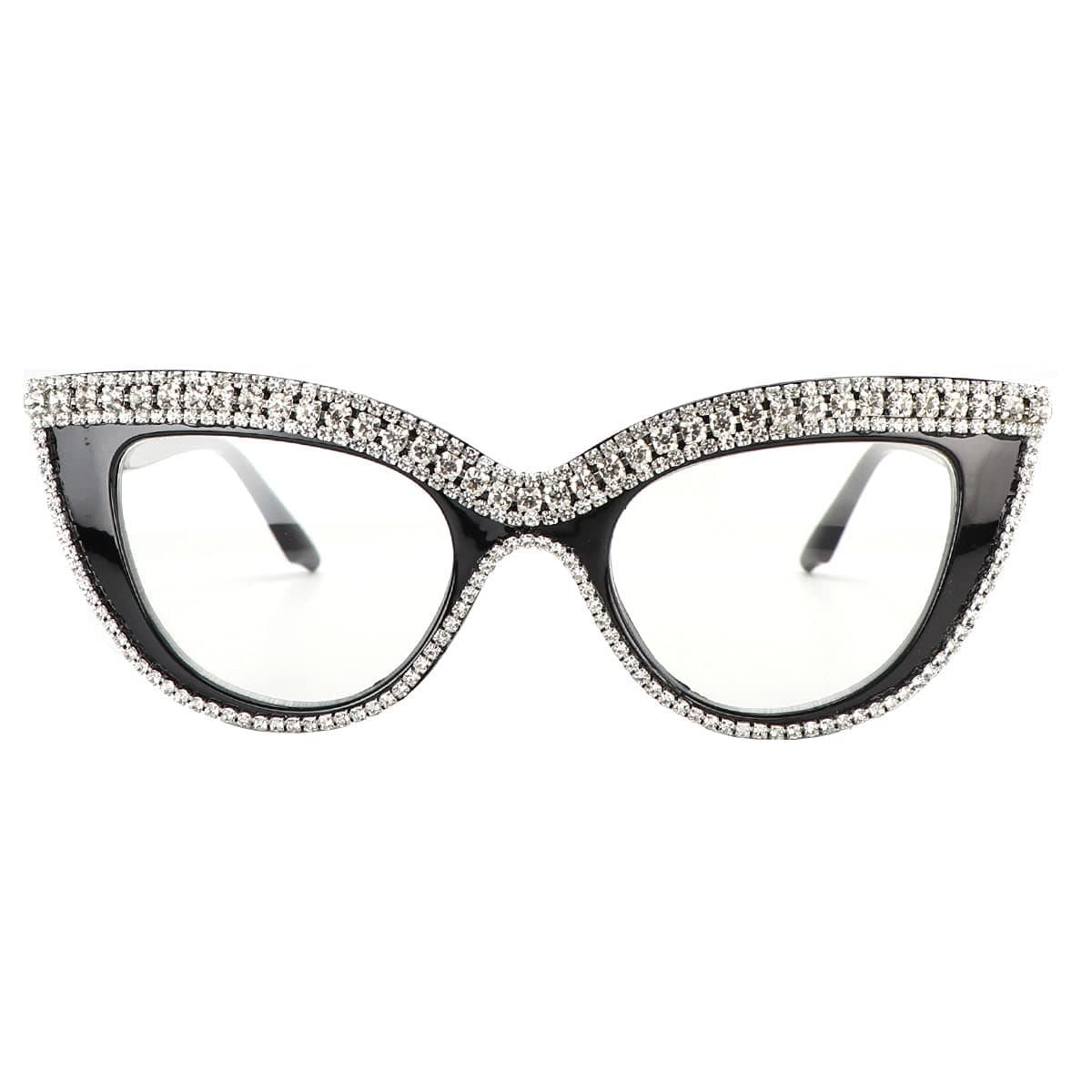 FUPRECIOUSCat Eye Reading Glasses Bling Rhinestone Magnified Blue Light Blocking Reader Glasses