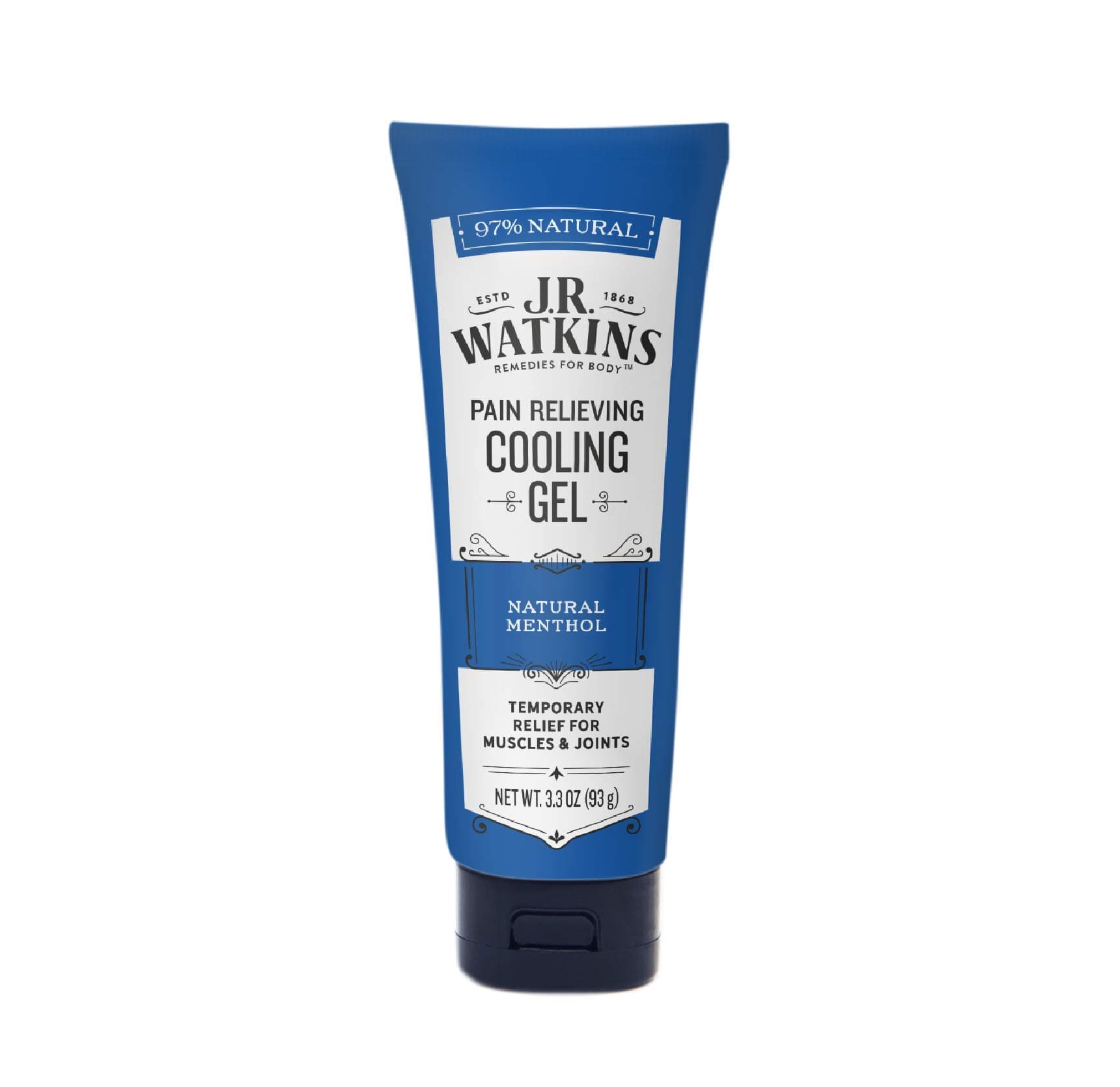 J.R. Watkins Deep Muscle Cooling Gel for Pain Relief, Menthol Rub for Exercise, Minor Arthritis, and Back Pain, USA Made and Cruelty Free, 3.3oz, Single