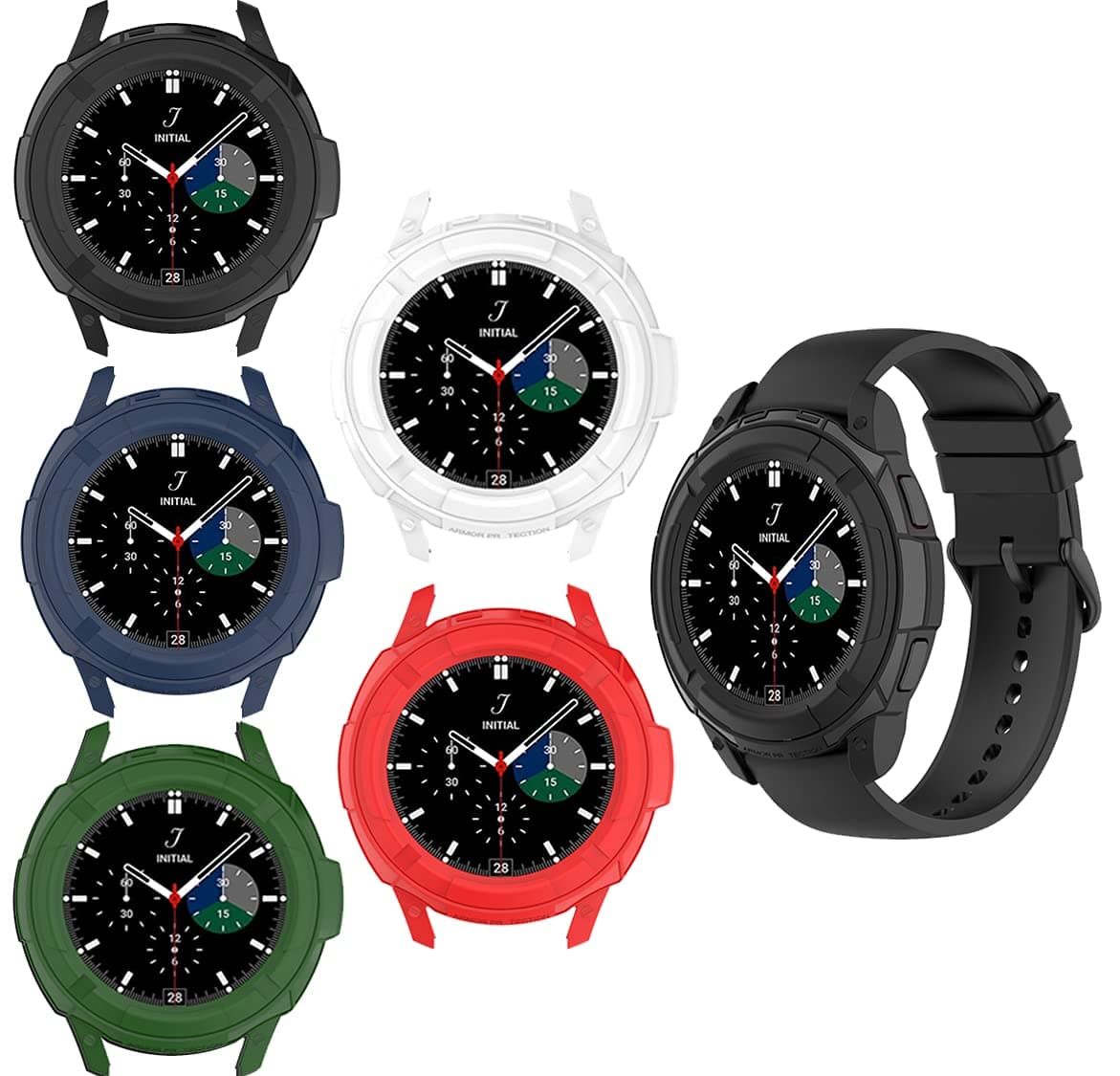 Case Compatible with Samsung Galaxy Watch 4 Classic 42mm 46mm Case Frame PC Protective Cover with Rotatable Bezel Ring for Galaxy Watch 4 Classic Smartwatch Band Accessories (42MM, 5Colors)