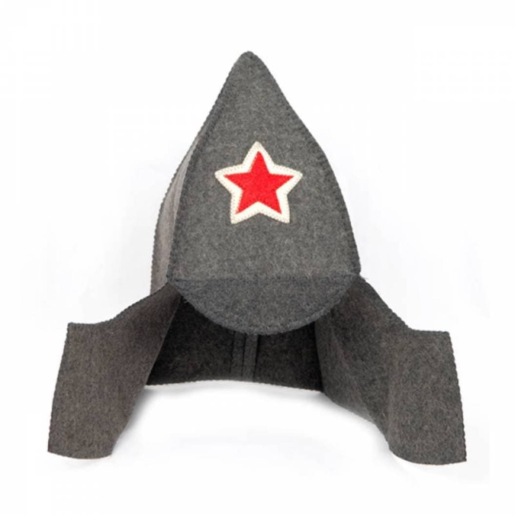 Budenovka Sauna Hat Gray Wool Felt Military Style Soviet Red Army Red Star USSR