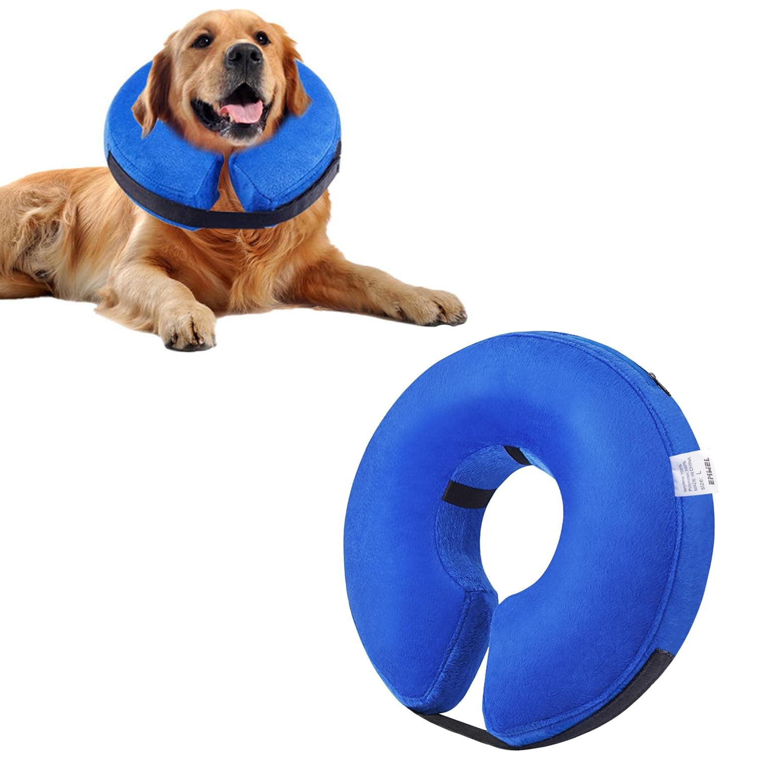 Pet Inflatable Collar for Large Dogs, Comfy Pet Collar Cone for Recovery, Inflatable Basic Dog Collars, L