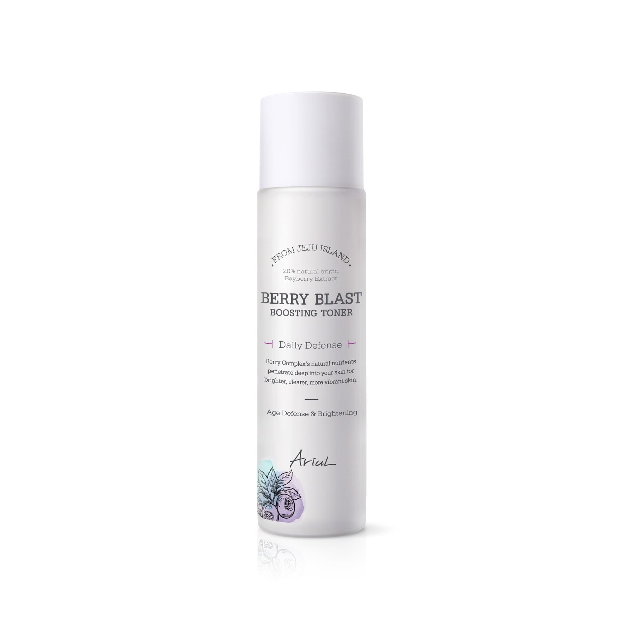 Ariul Hyaluronic Acid Berry Blast Boosting Toner 5.24 lf. oz. 7 Organic Giga-white Extracts from Alps, Natural Facial Brightener, Antioxidant, Panthenol, Collagen to Balance pH Level