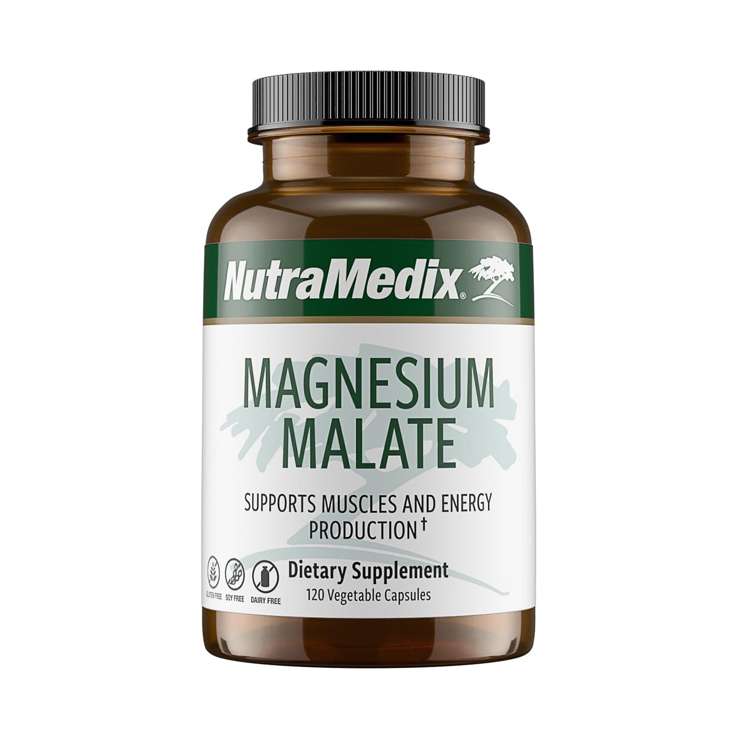 Magnesium Malate Energy Supplements - Bioavailable Magnesium for Sleep, Immune Support & Joint Health - Vegan, Non-GMO & Gluten-Free Magnesium Supplements (120 Vegetarian Capsules)