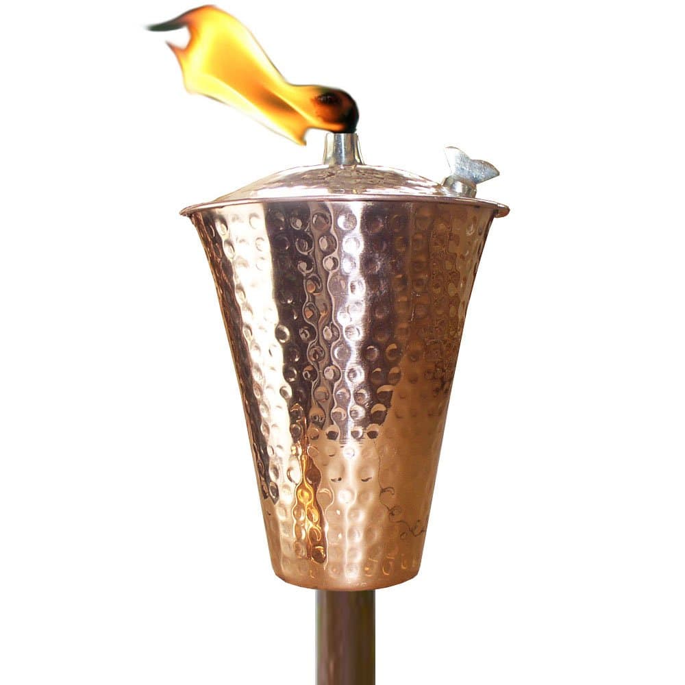Kona Hammered Copper Tiki Torch with Pole & Snuffer