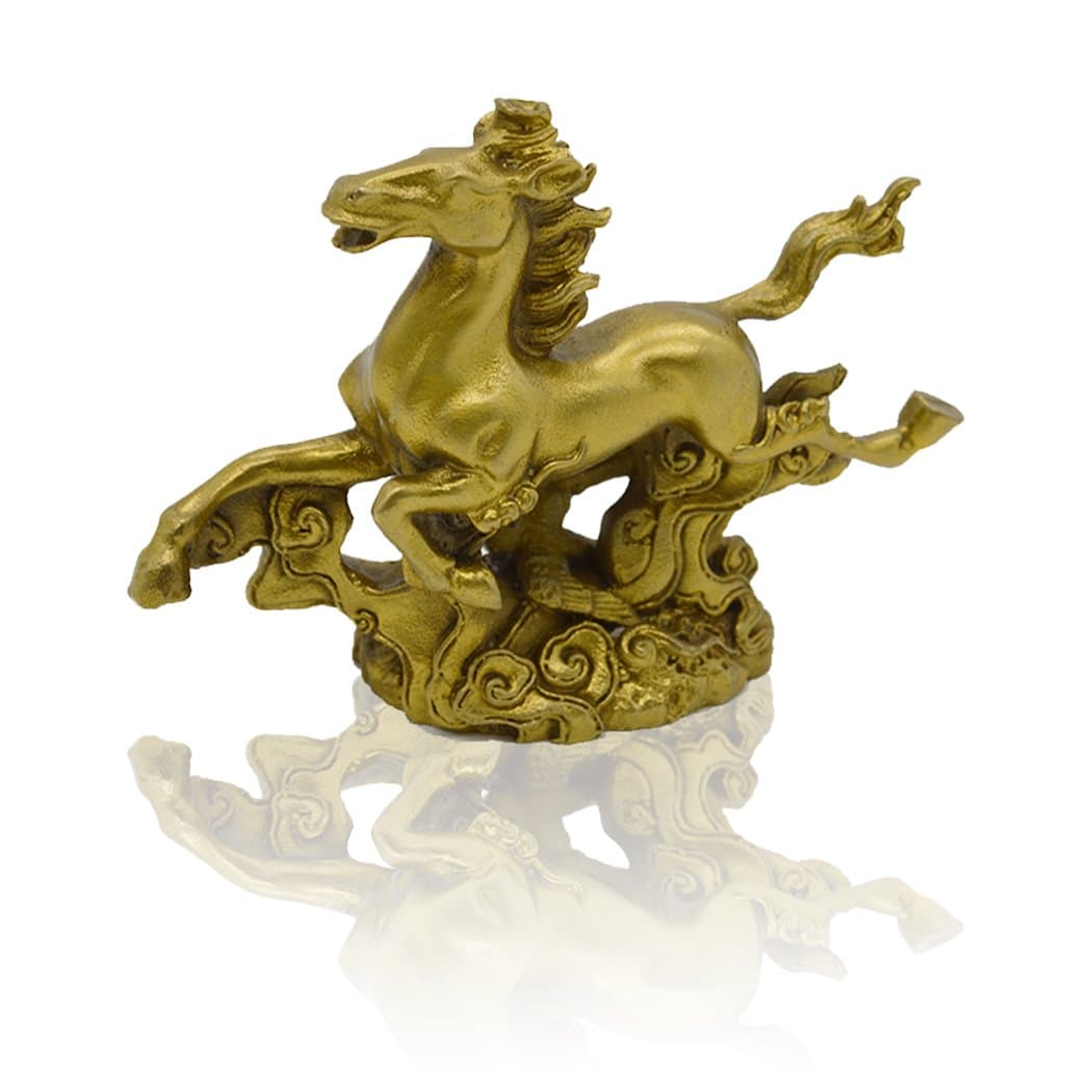 Chinese Handmade Brass Running Horse Business Booming Statue Desk Decor Collection Gift