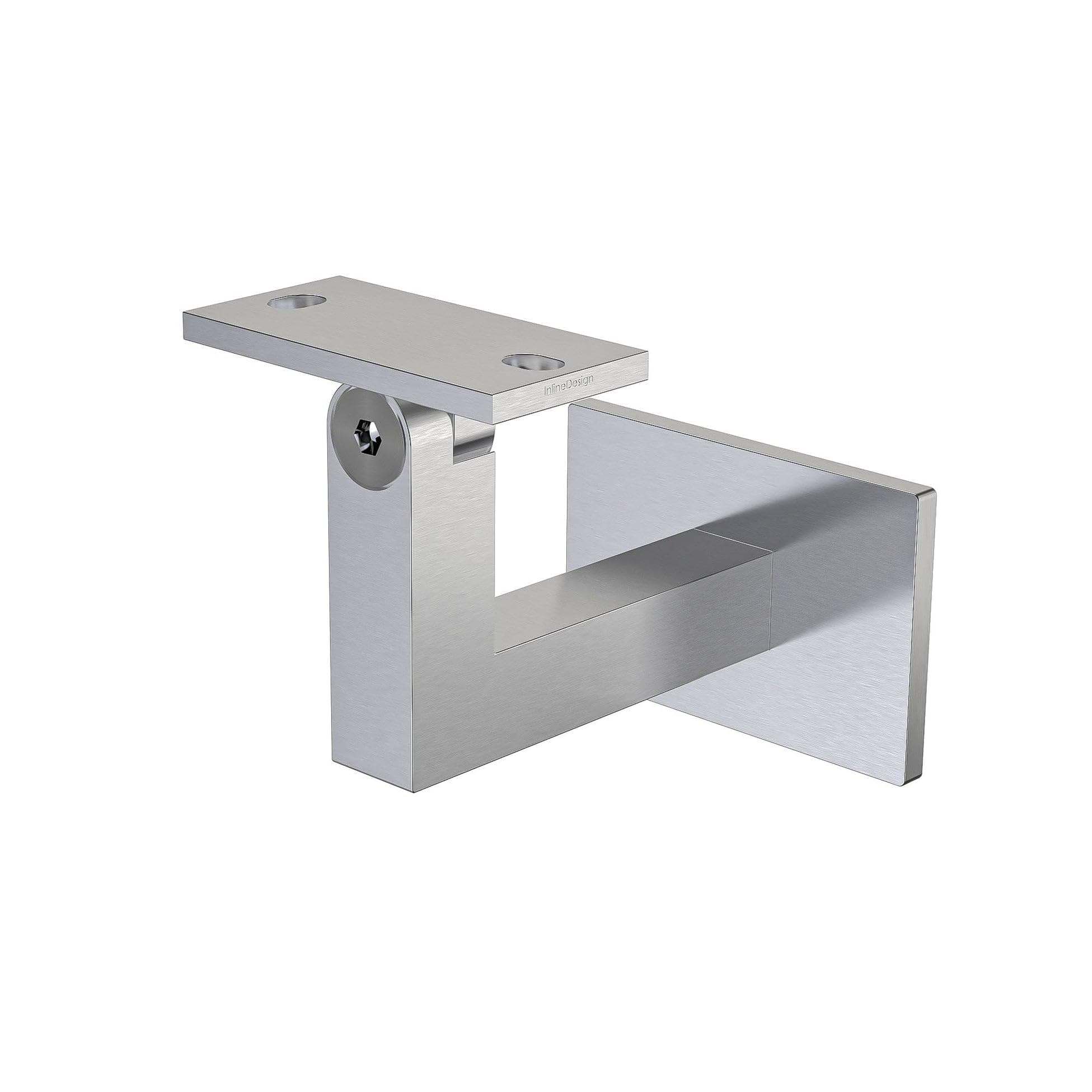 Inline Design - Stainless Steel Handrail Bracket Square for Flat/Curved Bottom Tube Slim Adjustable (Satin Stainless Steel)