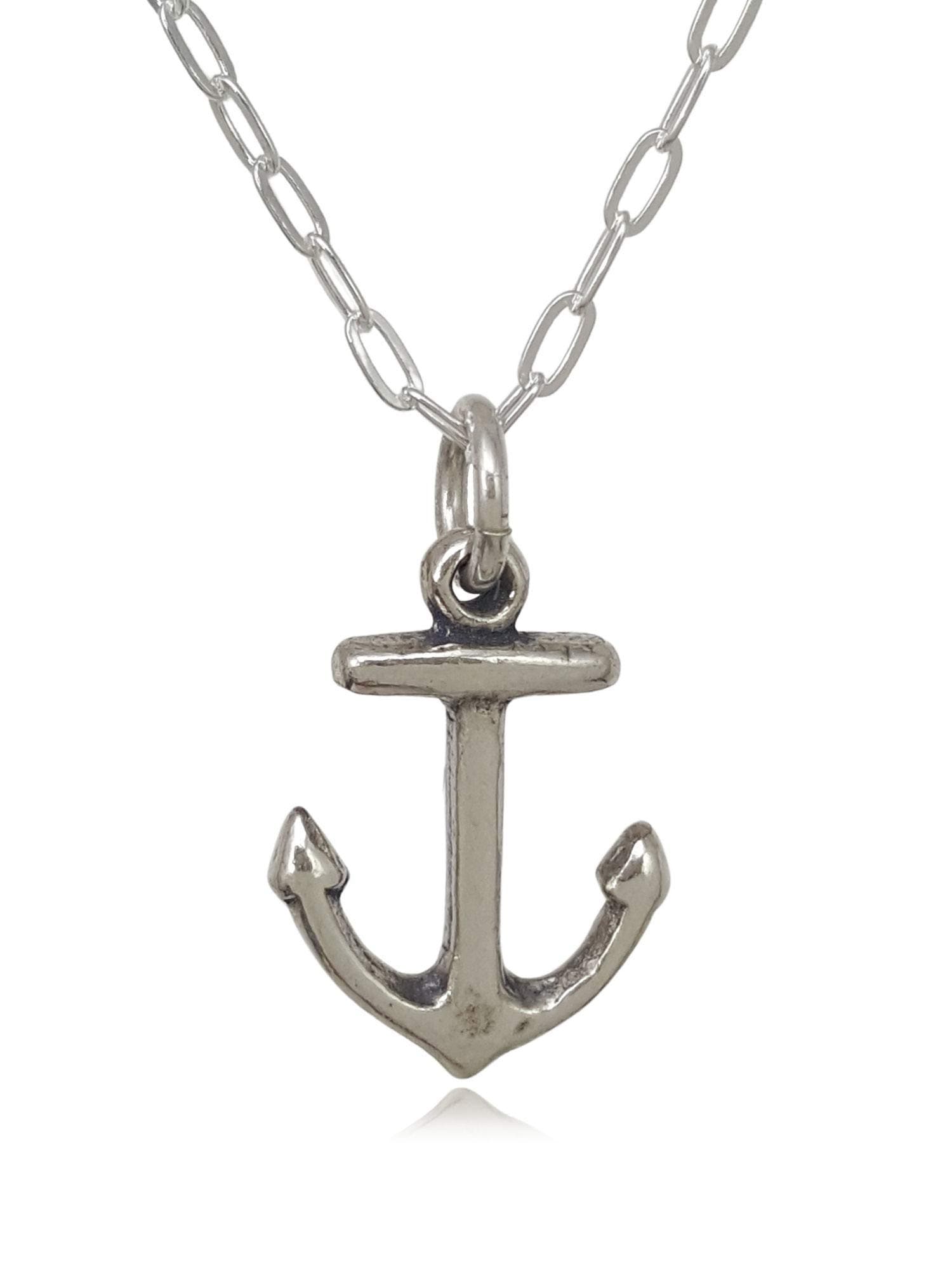 Sterling Silver Tiny Anchor - Hope and Safety - Nautical and Marine Themed Charm Necklace, 18"