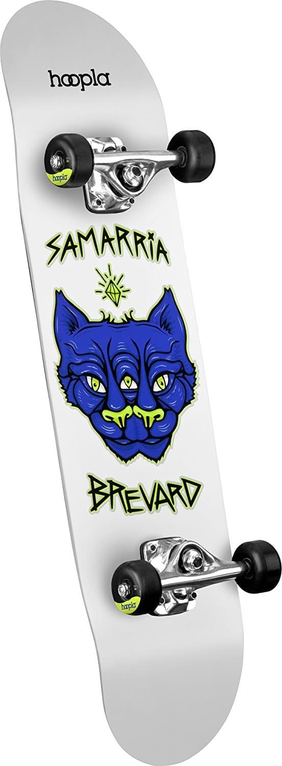 hoopla skateboards Samarria Brevard Panther Shape 112 Complete Skateboard, 7.75" x 31.75", White