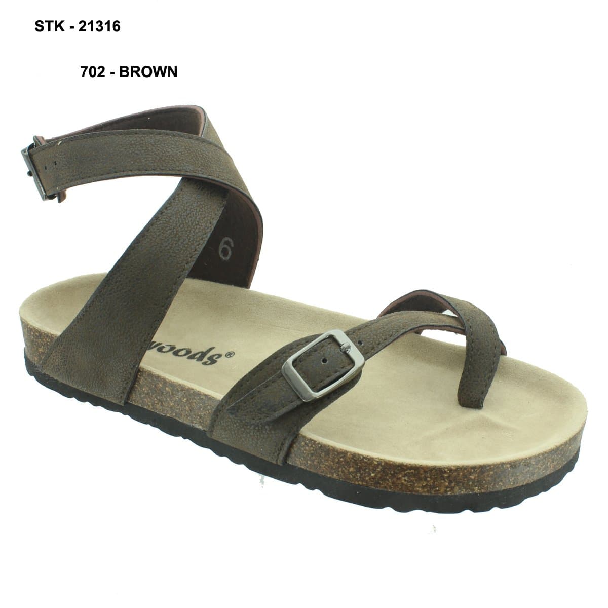 OUTWOODS Women's Bork-39 Vegan Leather Adjustable Ankle Strap Toe Loop Sandals